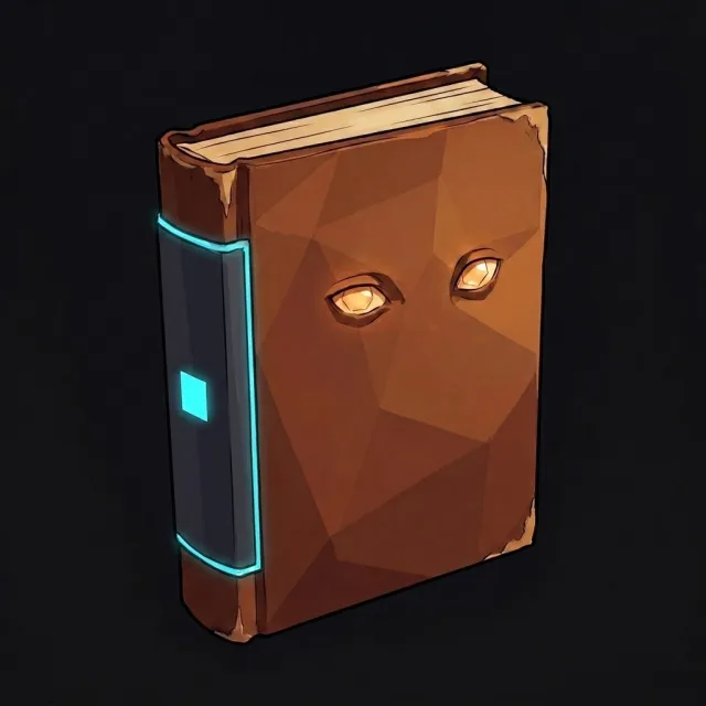 The same book in Havenware uniform, the sealed band around its spine: stylized synthetic portrait.