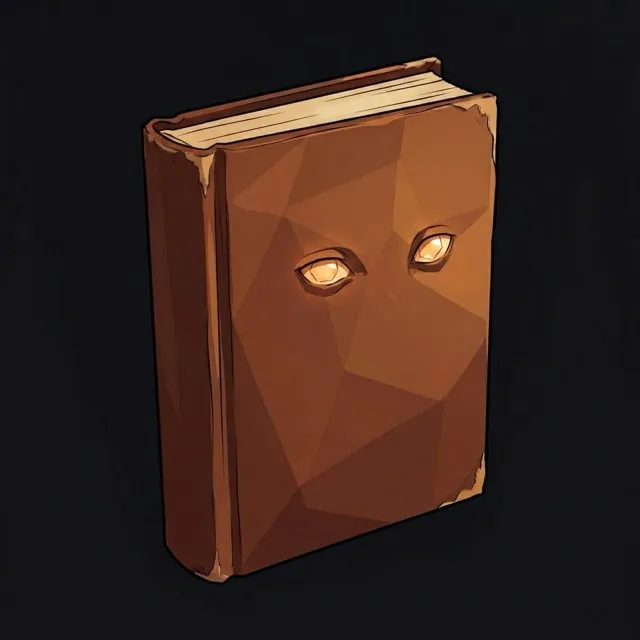An animate book as an agent, unadorned: stylized synthetic portrait.